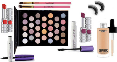 CAROLINE Make up Brush 2, Mac 32 shade Eyeshadow palette, Studio Waterweight Foundation, Lakme Waterproof Eyeliner & Mascara, L'oreal Lipstick 2 with Eyelashes(Set of 9)
CAROLINE Make up Brush 2, Mac 32 shade Eyeshadow palette, Studio Waterweight Foundation, Lakme Waterproof Eyeliner & Mascara, L'oreal Lipstick 2 with Eyelashes(Set of 9)
