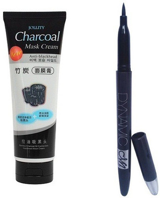 jollity Charcoal Mask And MN Dynamic Eye liner Combo Pack of 2(Set of 2)
