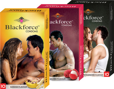 Blackforce Dotted Banana,Lychee,Strawberry Combo Pack Condom Condom(Set of 3, 30S)