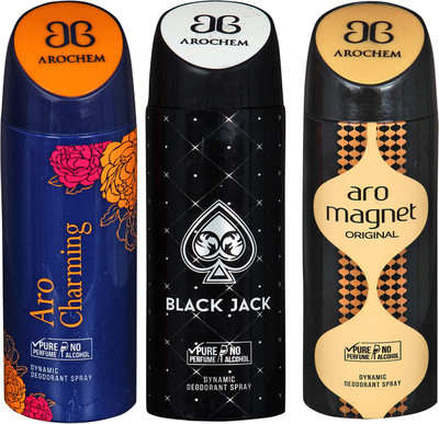 Arochem Aro Charming & Black Jack & Aro Magnet Combo Pack Dynamic Deodorant Spray Deodorant Spray - For Men & Women(600 ml, Pack of 3)
Arochem Aro Charming & Black Jack & Aro Magnet Combo Pack Dynamic Deodorant Spray Deodorant Spray - For Men & Women(600 ml, Pack of 3)