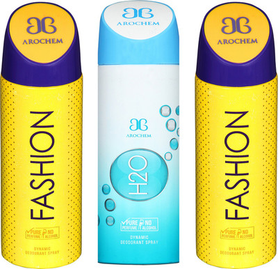 Arochem Fashion & H2O Combo Pack Dynamic Deodorant Spray Deodorant Spray - For Men & Women(600 ml, Pack of 3)
Arochem Fashion & H2O Combo Pack Dynamic Deodorant Spray Deodorant Spray - For Men & Women(600 ml, Pack of 3)