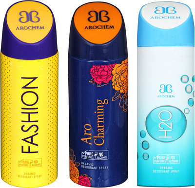 Arochem Fashion & Aro Charming & H2O Combo Pack Dynamic Deodorant Spray Deodorant Spray - For Men & Women(600 ml, Pack of 3)
Arochem Fashion & Aro Charming & H2O Combo Pack Dynamic Deodorant Spray Deodorant Spray - For Men & Women(600 ml, Pack of 3)