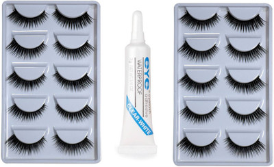 Sah&Shi Eyelashes Pack of 10 Pair With Eyelash Adhesive Glue(Pack of 2)