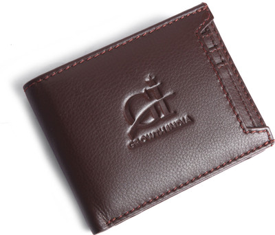 Growth India Men Brown Genuine Leather Wallet(8 Card Slots)