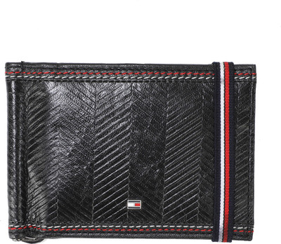 Tommy Hilfiger Men Black Genuine Leather Money Clip(6 Card Slots)