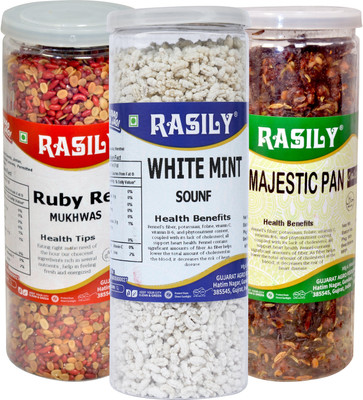 rasily Ruby Red , White Mint & Majestic Pan Mukhwas Combo Madrasi, fennel seed, coriander seeds, Mint, Pan, Paan, sesame seed Mouth Freshener(Pack of 3)
rasily Ruby Red , White Mint & Majestic Pan Mukhwas Combo Madrasi, fennel seed, coriander seeds, Mint, Pan, Paan, sesame seed Mouth Freshener(Pack of 3)