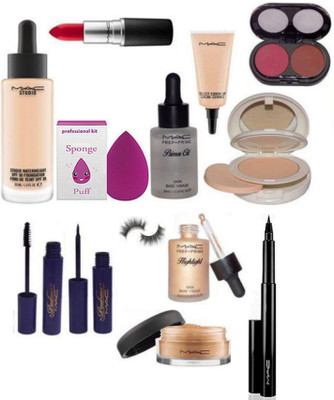 Professional kit Sponge Puff & Mac Studio Waterweight Foundation & Primer & Select cover-up & Fcce Compact Red Lpstick & Blusher & Loose Powder & Highlighter & Padma Eyeliner & Mascara & eyelashes(Set of 12)
Professional kit Sponge Puff & Mac Studio Waterweight Foundation & Primer & Select cover-up & Fcce Compact Red Lpstick & Blusher & Loose Powder & Highlighter & Padma Eyeliner & Mascara & eyelashes(Set of 12)