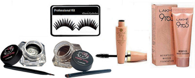 Professional kit Eyelashes, Hello Kitty Gel Eyeliner Two way Black and Brown & 9to5 Mousse Foundation, Mascara(Set of 4)
Professional kit Eyelashes, Hello Kitty Gel Eyeliner Two way Black and Brown & 9to5 Mousse Foundation, Mascara(Set of 4)