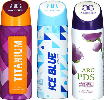 arochem TITANIUM & ARO PDS & ICE BLUE DEO COMBO DYNAMIC DEODORANT SPRAY Body Spray Body Spray - For Men & Women(600 ml, Pack of 3)
arochem TITANIUM & ARO PDS & ICE BLUE DEO COMBO DYNAMIC DEODORANT SPRAY Body Spray Body Spray - For Men & Women(600 ml, Pack of 3)