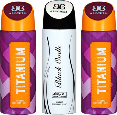 arochem TITANIUM-2 & BLACK OUDH DEO COMBO DYNAMIC DEODORANT SPRAY Body Spray Body Spray - For Men & Women(600 ml, Pack of 3)
arochem TITANIUM-2 & BLACK OUDH DEO COMBO DYNAMIC DEODORANT SPRAY Body Spray Body Spray - For Men & Women(600 ml, Pack of 3)