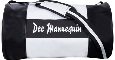 Skycandle Black White Leather RIte Travel Duffel Bag Gym Bag(Black, White)