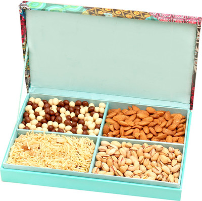Ghasitaram Gifts Dryfruits hamper-Festive Wooden Hamper box with Almonds, Pistachios, Namkeen and Nutties 800 gms Combo(5)
Ghasitaram Gifts Dryfruits hamper-Festive Wooden Hamper box with Almonds, Pistachios, Namkeen and Nutties 800 gms Combo(5)