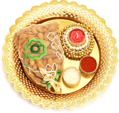 Ghasitaram Gifts Dryfruits hamper-Golden Pooja Thali with Almonds Pouch and Gungroo T-lite Combo(3)
Ghasitaram Gifts Dryfruits hamper-Golden Pooja Thali with Almonds Pouch and Gungroo T-lite Combo(3)
