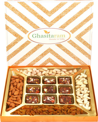 Ghasitaram Gifts Hampers Ghasitaram Special Dryfruits and 9 pcs Sugarfree Figs and Dates Bites Combo(6)
Ghasitaram Gifts Hampers Ghasitaram Special Dryfruits and 9 pcs Sugarfree Figs and Dates Bites Combo(6)