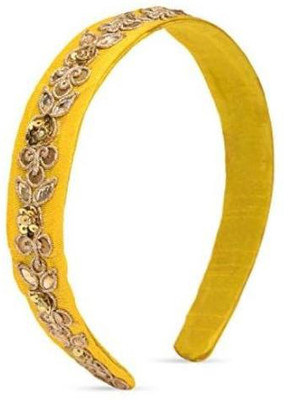 NeedyBee Ethnic Hair hairband for girls perfect for festival Head Band(Yellow)
