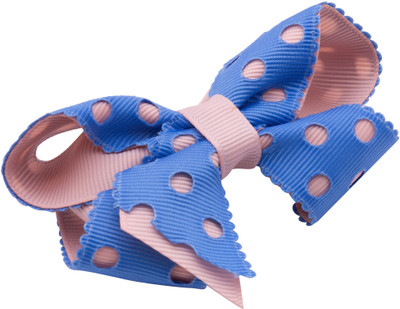NeedyBee Pink and Blue Imported Ribbon Bow Clip Hair Clip(Blue)