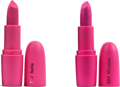 Miss Rose combo of two cream matte makeup lipstick long lasting and waterproof lipstick bullet 32(purple)
