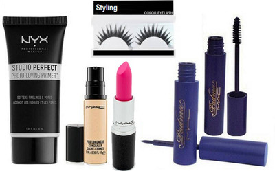 styling Eyelashes & Mac padma eyeliner and mascara, Matte Finish Long Lasting lipstick , Mac pro longwear concealer , NYX studio perfect photo loving primer(Set of 6)
styling Eyelashes & Mac padma eyeliner and mascara, Matte Finish Long Lasting lipstick , Mac pro longwear concealer , NYX studio perfect photo loving primer(Set of 6)