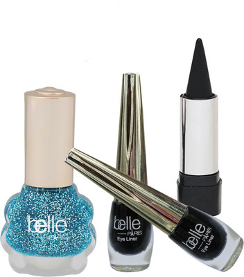 Belle PACK OF 1 NAIL PAINT ,TWO EYE LINERS AND 1 KAJAL