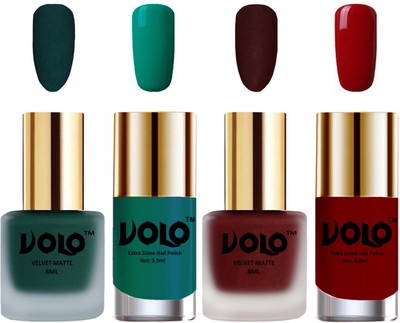 Volo Extra Shine AND Dull Velvet Matte Nail Polish Duo Combo Dark Green, Maroon, Radium Green, Red(Pack of 4)
Volo Extra Shine AND Dull Velvet Matte Nail Polish Duo Combo Dark Green, Maroon, Radium Green, Red(Pack of 4)