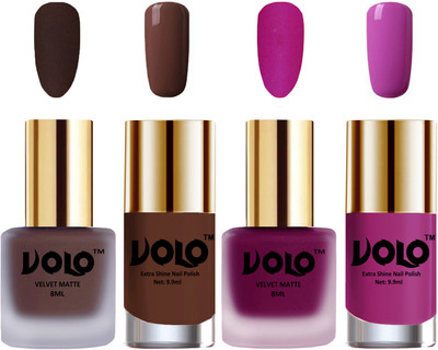 Volo Extra Shine AND Dull Velvet Matte Nail Polish Duo Combo Chocolate Brown, Magenta, Chocolate Brown, Bright Plum(Pack of 4)
Volo Extra Shine AND Dull Velvet Matte Nail Polish Duo Combo Chocolate Brown, Magenta, Chocolate Brown, Bright Plum(Pack of 4)