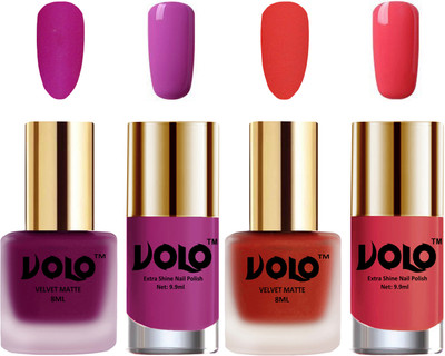 Volo Extra Shine AND Dull Velvet Matte Nail Polish Duo Combo Magenta, Coral, Bright Plum, Light Pink(Pack of 4)
Volo Extra Shine AND Dull Velvet Matte Nail Polish Duo Combo Magenta, Coral, Bright Plum, Light Pink(Pack of 4)
