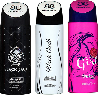 AROCHEM BLACK JACK & GIRL & BLACK OUDH DYNAMIC DEODORANT BODY SPRAY BODY DEO SPRAY Body Spray - For Men & Women(600 ml, Pack of 3)
AROCHEM BLACK JACK & GIRL & BLACK OUDH DYNAMIC DEODORANT BODY SPRAY BODY DEO SPRAY Body Spray - For Men & Women(600 ml, Pack of 3)