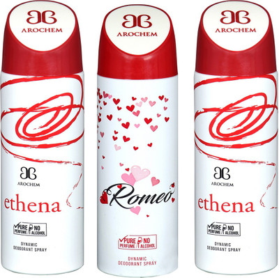 AROCHEM ETHENA-2 & ROMEO DYNAMIC DEODORANT BODY SPRAY BODY DEO SPRAY Body Spray - For Men & Women(600 ml, Pack of 3)
AROCHEM ETHENA-2 & ROMEO DYNAMIC DEODORANT BODY SPRAY BODY DEO SPRAY Body Spray - For Men & Women(600 ml, Pack of 3)