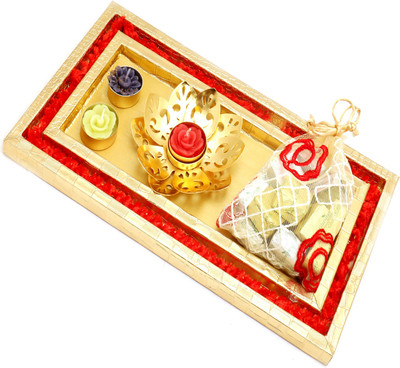 Ghasitaram Gifts Hampers-Red and Gold Thali/ Platter with Golden T-Lite and Chocolates Pouch Combo(3)
Ghasitaram Gifts Hampers-Red and Gold Thali/ Platter with Golden T-Lite and Chocolates Pouch Combo(3)