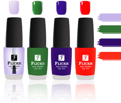 Flickr Evergreen Nail Polish Combo With Single Coat Application Transparent,Orange,Green,Red(Pack of 4)
Flickr Evergreen Nail Polish Combo With Single Coat Application Transparent,Orange,Green,Red(Pack of 4)