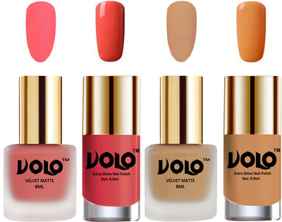 Volo Extra Shine AND Dull Velvet Matte Nail Polish Duo Combo Dark Peach, Skin Nude, Peach Crush, Flirty Nude(Pack of 4)
Volo Extra Shine AND Dull Velvet Matte Nail Polish Duo Combo Dark Peach, Skin Nude, Peach Crush, Flirty Nude(Pack of 4)
