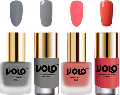 Volo Extra Shine AND Dull Velvet Matte Nail Polish Duo Combo Grey, Dark Peach, Grey, Peach Crush(Pack of 4)
Volo Extra Shine AND Dull Velvet Matte Nail Polish Duo Combo Grey, Dark Peach, Grey, Peach Crush(Pack of 4)