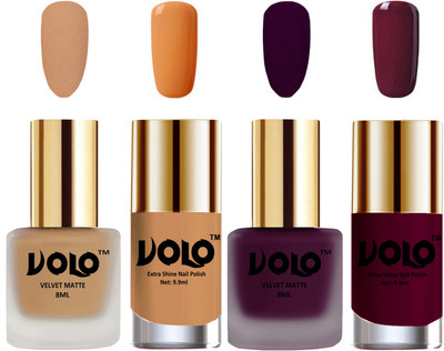 Volo Extra Shine AND Dull Velvet Matte Nail Polish Duo Combo Skin Nude, Light Wine, Flirty Nude, Wine(Pack of 4)
Volo Extra Shine AND Dull Velvet Matte Nail Polish Duo Combo Skin Nude, Light Wine, Flirty Nude, Wine(Pack of 4)