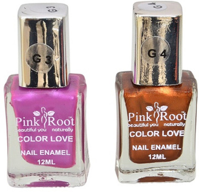 Pink Root GLOSSY NAIL PAINTS G-NO.3-4 MULTI(Pack of 2)
