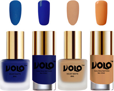 Volo Extra Shine AND Dull Velvet Matte Nail Polish Duo Combo Blue, Skin Nude, Royal Blue, Flirty Nude(Pack of 4)
Volo Extra Shine AND Dull Velvet Matte Nail Polish Duo Combo Blue, Skin Nude, Royal Blue, Flirty Nude(Pack of 4)
