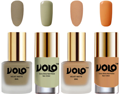 Volo Extra Shine AND Dull Velvet Matte Nail Polish Duo Combo Sand Nude, Skin Nude, Mischievous Mint, Flirty Nude(Pack of 4)
Volo Extra Shine AND Dull Velvet Matte Nail Polish Duo Combo Sand Nude, Skin Nude, Mischievous Mint, Flirty Nude(Pack of 4)