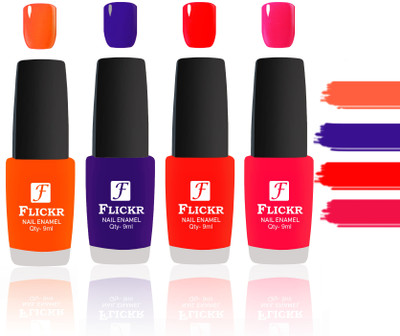 Flickr Evergreen Nail Polish Combo With Single Coat Application Orange, Blue, Red, Sweet Red(Pack of 4)
Flickr Evergreen Nail Polish Combo With Single Coat Application Orange, Blue, Red, Sweet Red(Pack of 4)