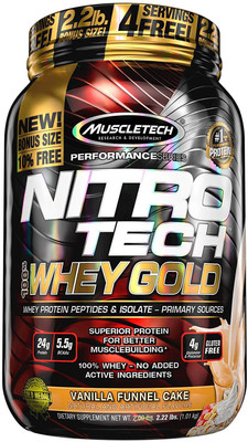 Muscletech Performance Series Nitrotech 100% Whey Gold Whey Protein(1.01 kg, Vanilla Funnel Cake)
Muscletech Performance Series Nitrotech 100% Whey Gold Whey Protein(1.01 kg, Vanilla Funnel Cake)