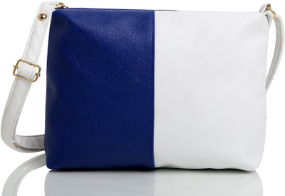 SALEBOX Women Evening/Party, Casual, Formal, Sports White, Blue PU Sling Bag, Blue;white
