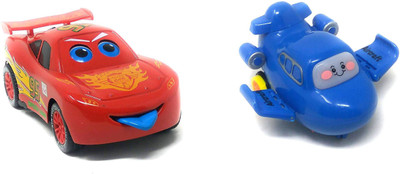 Akrobo Intertia Powered and Pull Back Car & Plane with Light & Music(Multicolor)