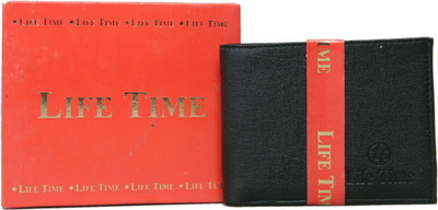 Lifetime Men Black Artificial Leather Wallet(7 Card Slots)