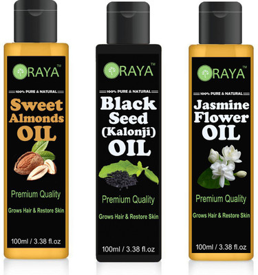 ORAYA 100% Pure & Natural Sweet Almond Oil And Blackseed ( Kalonji) Oil And Jasmine ( Chameli) Hair Oil Skin OiL-300ml-PACK OF-3-BOTTLE(300 ml)
ORAYA 100% Pure & Natural Sweet Almond Oil And Blackseed ( Kalonji) Oil And Jasmine ( Chameli) Hair Oil Skin OiL-300ml-PACK OF-3-BOTTLE(300 ml)