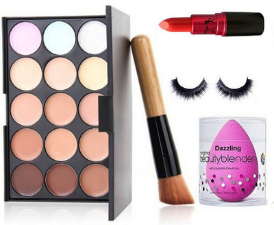DAZZLING Sponge Puff, 15 Shade Concealer Palette,Brush,Eyelashes & Lady Gaga Lipstick(Set of 5)
DAZZLING Sponge Puff, 15 Shade Concealer Palette,Brush,Eyelashes & Lady Gaga Lipstick(Set of 5)