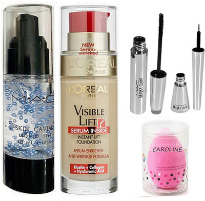 CAROLINE Sponge Puff, Mac Skin Caviar Primer, L'oreal Paris Visible Lift Serum Inside Instant lift Foundation, Brook camdy Eyeliner & Mascara(Set of 5)
CAROLINE Sponge Puff, Mac Skin Caviar Primer, L'oreal Paris Visible Lift Serum Inside Instant lift Foundation, Brook camdy Eyeliner & Mascara(Set of 5)