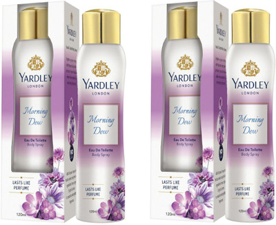 Yardley London Morning Dew EDT Body Spray for Women 120ML Each (Pack of 2) Perfume Body Spray - For Women(240 ml, Pack of 2)
Yardley London Morning Dew EDT Body Spray for Women 120ML Each (Pack of 2) Perfume Body Spray - For Women(240 ml, Pack of 2)