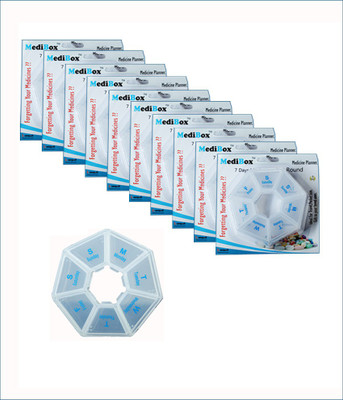 MediBox 7 - day Round Pill Box Pill Box(White)