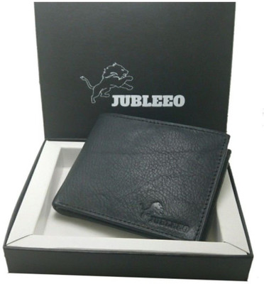 jubleeo Men Black Genuine Leather Wallet(3 Card Slots)