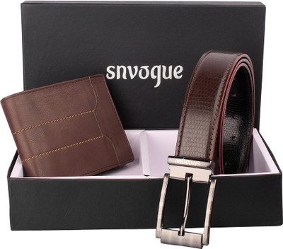 SNVOGUE Belt, Wallet Combo(Brown)