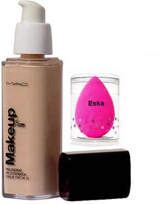 eska Sponge Puff, Mac Makeup Pro Longwear Foundation SPF 10(Set of 2)
