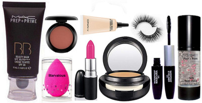 marvalous Sponge Puff, Mac Prep-Prime BB Beauty Balm Foundation,,Candy Yum-yum Lipstick,Studio Fix Compact,Blusher,Select Cover-up,Face Primer & Color bar 2 In 1 Eyeliner+Mascara With Eyelashes(Set of 9)
marvalous Sponge Puff, Mac Prep-Prime BB Beauty Balm Foundation,,Candy Yum-yum Lipstick,Studio Fix Compact,Blusher,Select Cover-up,Face Primer & Color bar 2 In 1 Eyeliner+Mascara With Eyelashes(Set of 9)